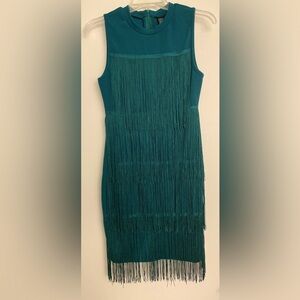Shein Forest Green Tassel Fringe Cocktail Party Dress size small/medium